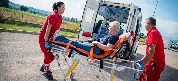 Woman On Stretcher After Car Accident