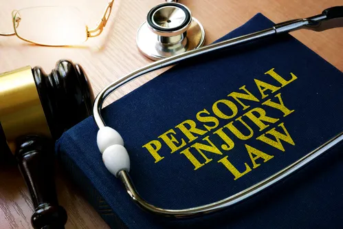 Personal Injury Law Concept With Book and Stethoscope