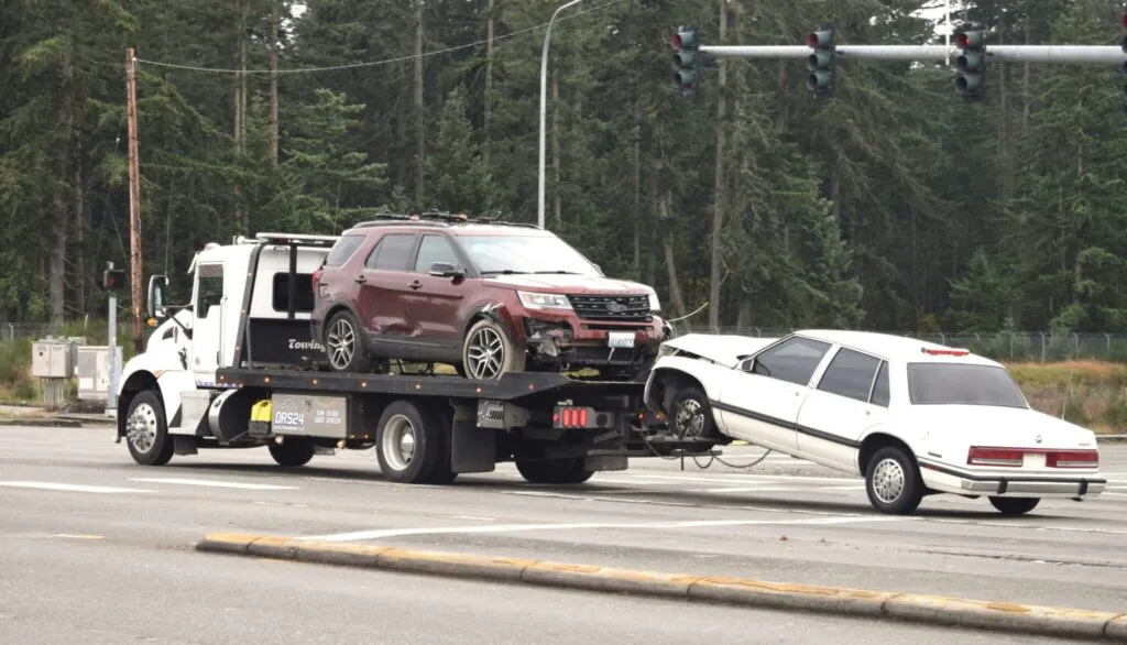 cars being towed