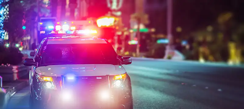 Police car with lights on