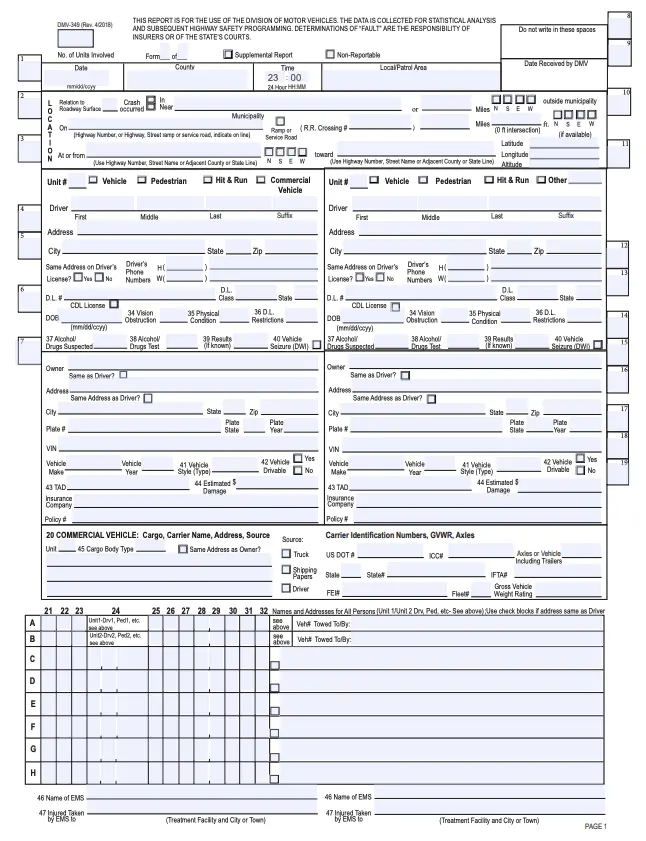 NC Crash Report DMV 349